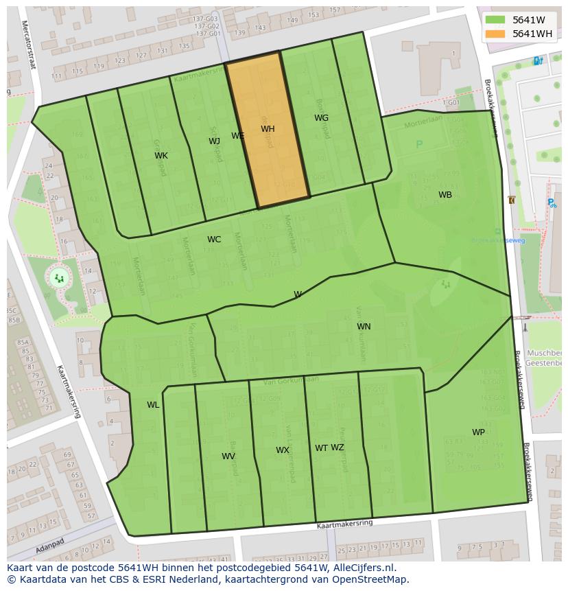 Afbeelding van het postcodegebied 5641 WH op de kaart.