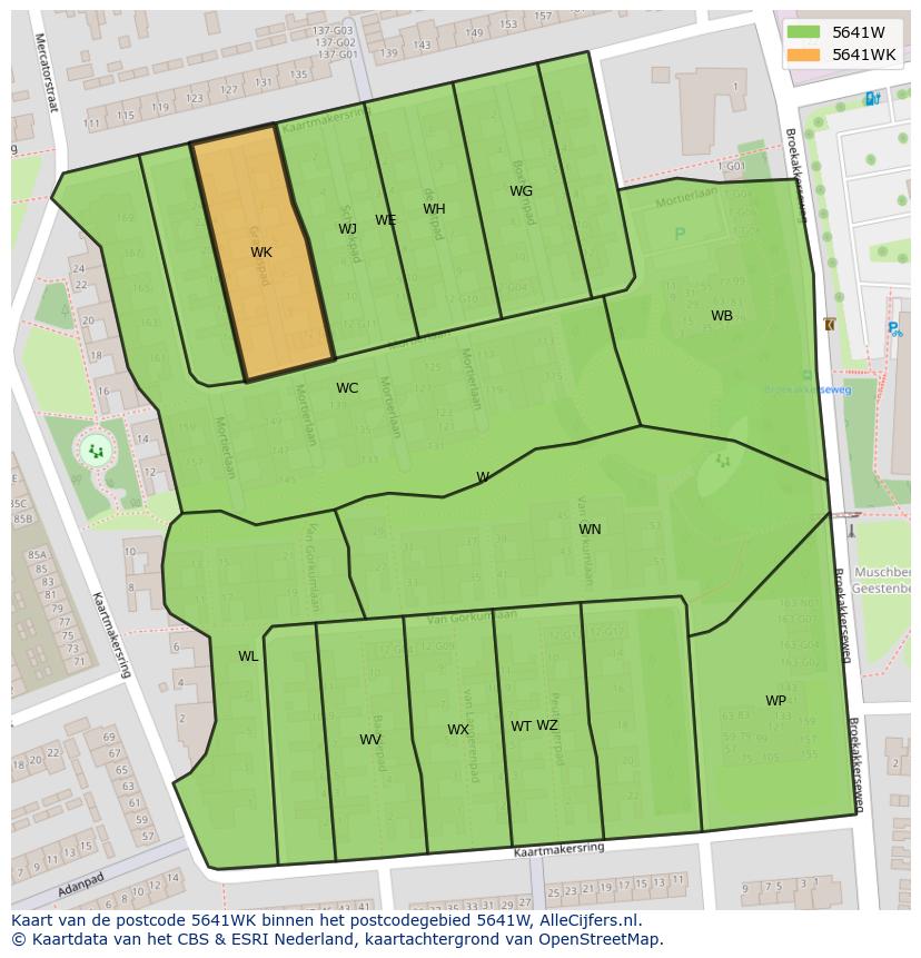 Afbeelding van het postcodegebied 5641 WK op de kaart.
