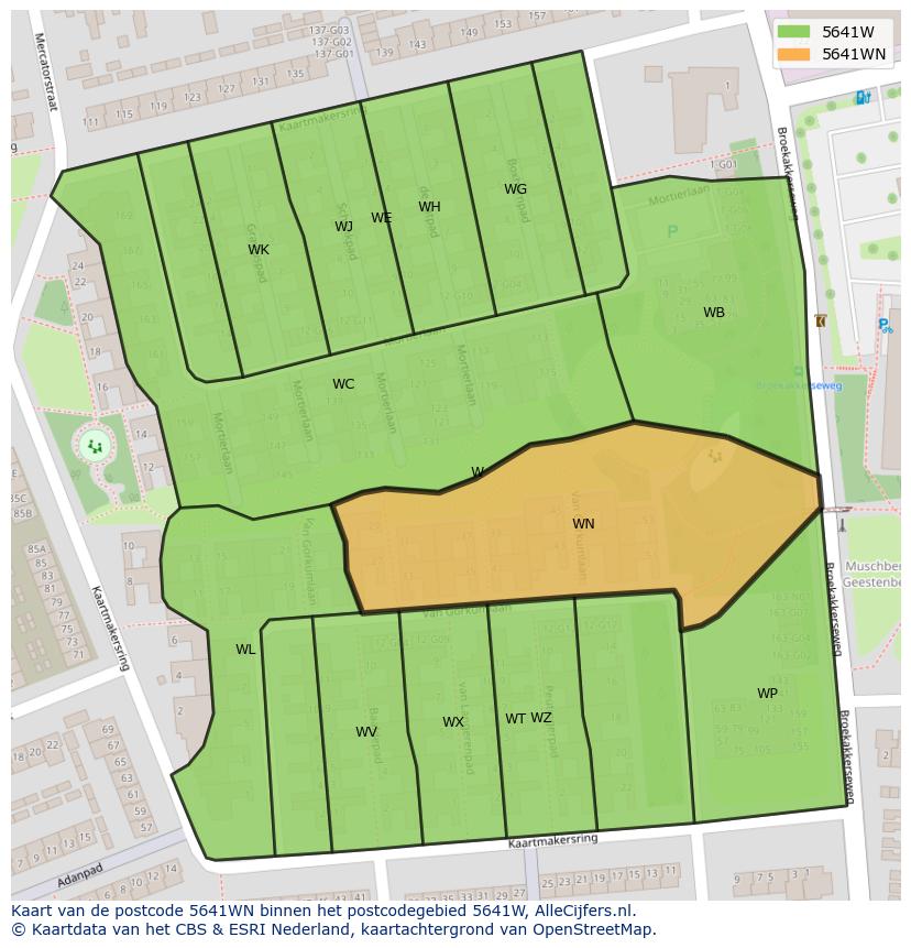 Afbeelding van het postcodegebied 5641 WN op de kaart.