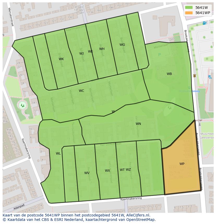 Afbeelding van het postcodegebied 5641 WP op de kaart.