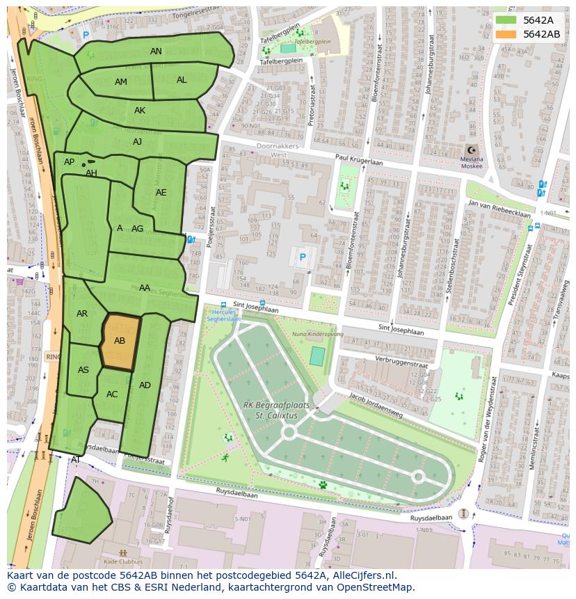Afbeelding van het postcodegebied 5642 AB op de kaart.