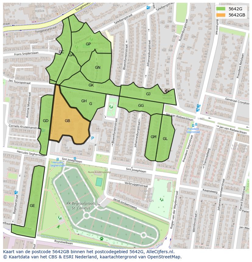 Afbeelding van het postcodegebied 5642 GB op de kaart.