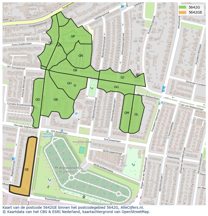 Afbeelding van het postcodegebied 5642 GE op de kaart.