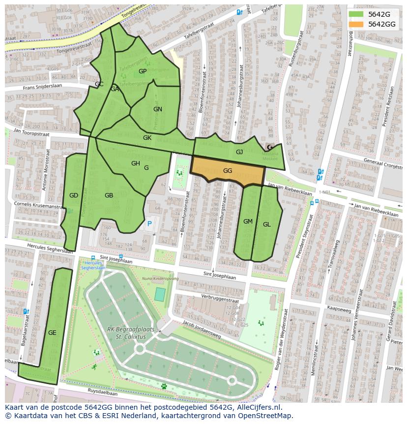 Afbeelding van het postcodegebied 5642 GG op de kaart.