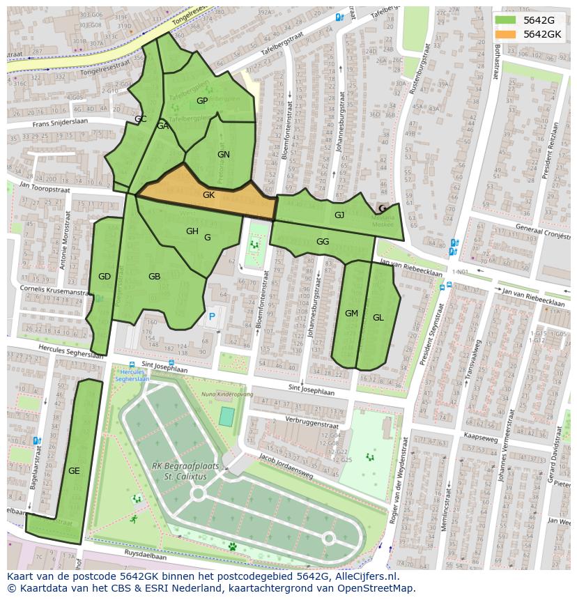 Afbeelding van het postcodegebied 5642 GK op de kaart.