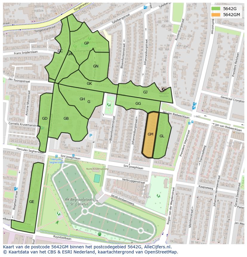 Afbeelding van het postcodegebied 5642 GM op de kaart.