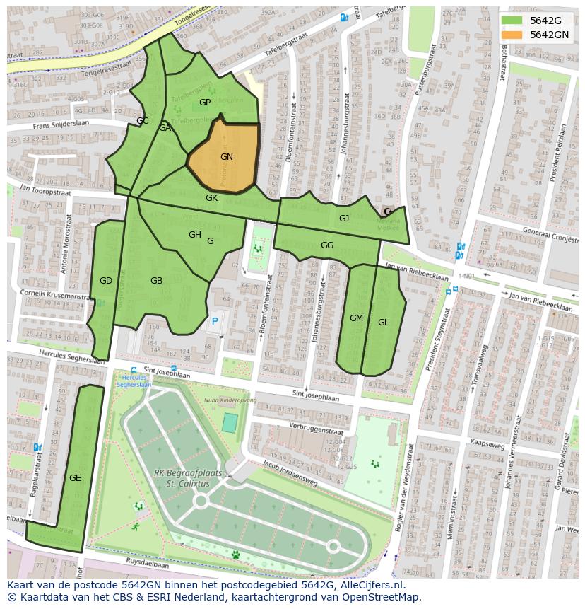 Afbeelding van het postcodegebied 5642 GN op de kaart.