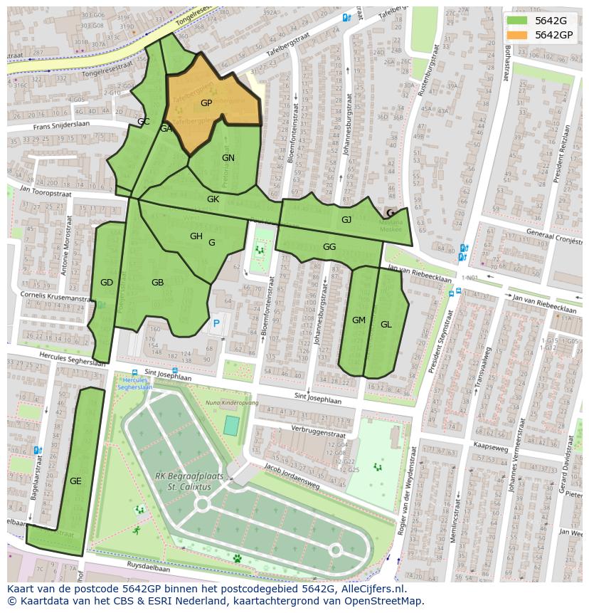 Afbeelding van het postcodegebied 5642 GP op de kaart.