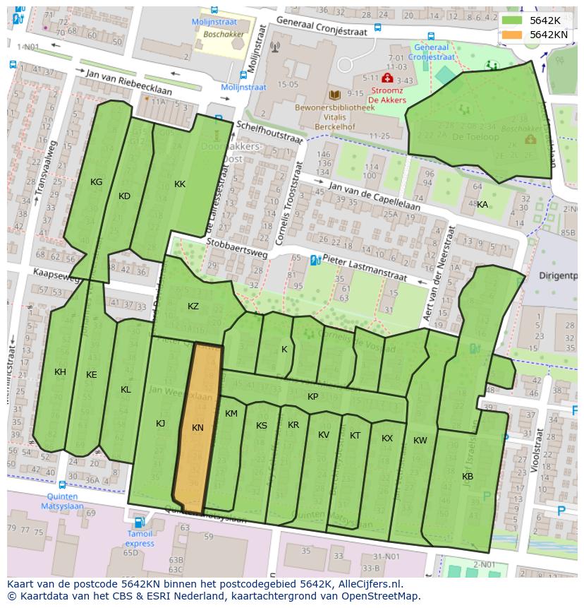 Afbeelding van het postcodegebied 5642 KN op de kaart.