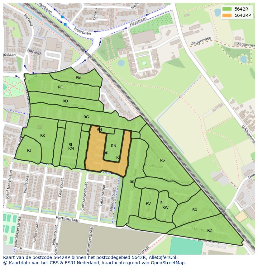 Afbeelding van het postcodegebied 5642 RP op de kaart.
