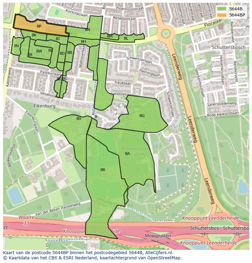 Afbeelding van het postcodegebied 5644 BP op de kaart.