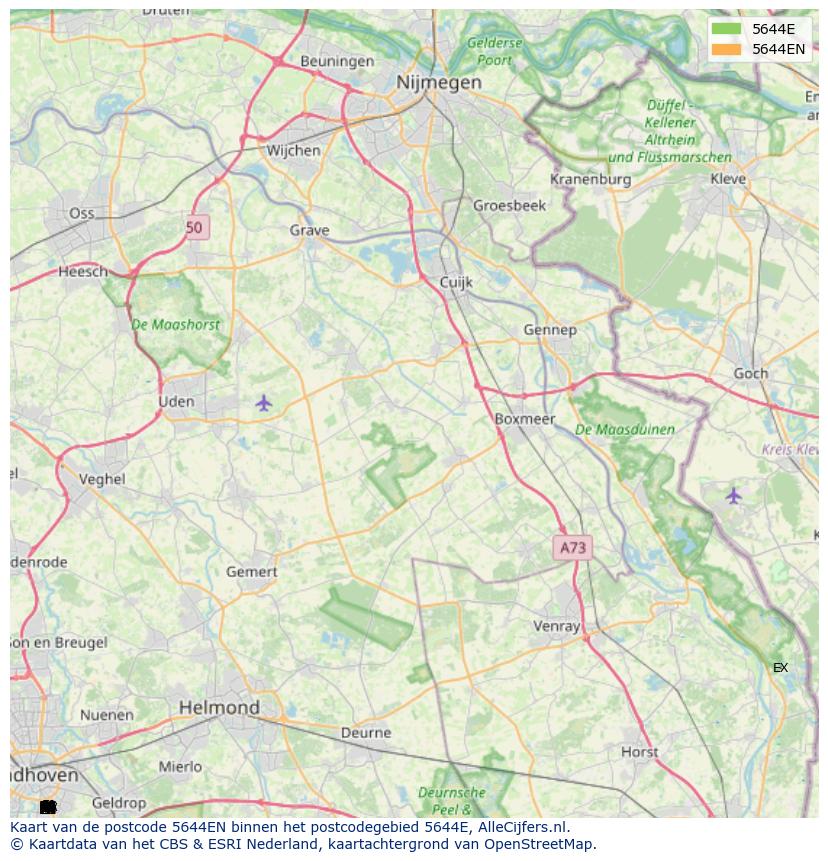 Afbeelding van het postcodegebied 5644 EN op de kaart.