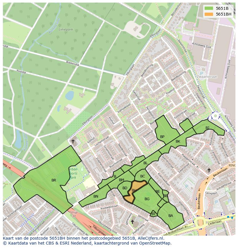 Afbeelding van het postcodegebied 5651 BH op de kaart.