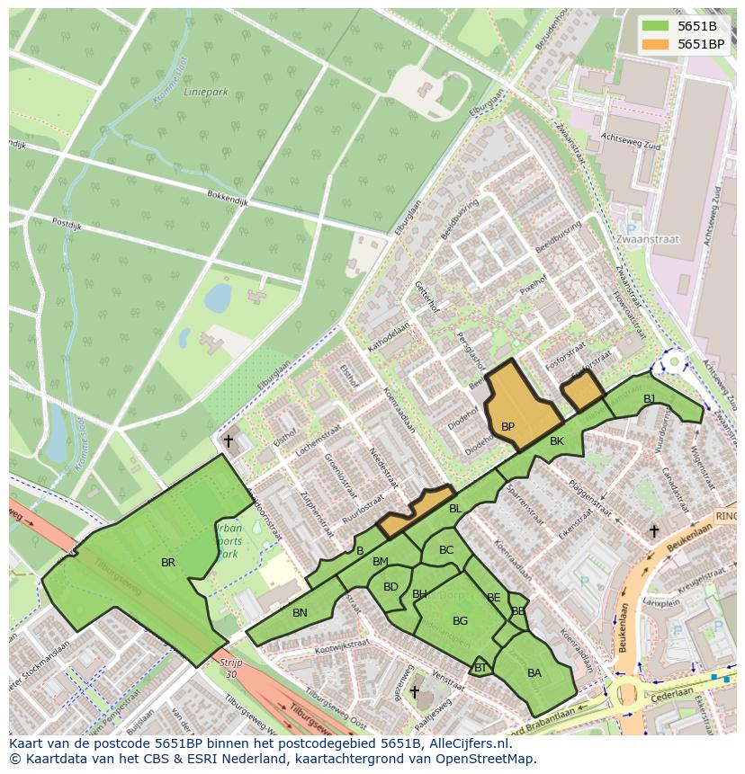 Afbeelding van het postcodegebied 5651 BP op de kaart.