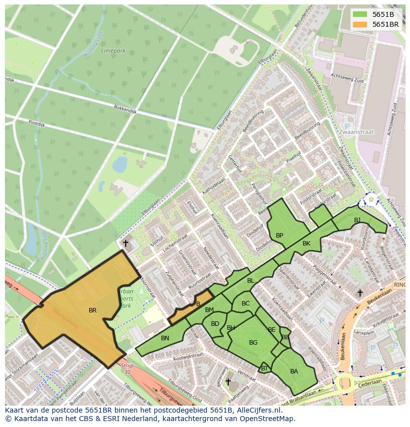 Afbeelding van het postcodegebied 5651 BR op de kaart.