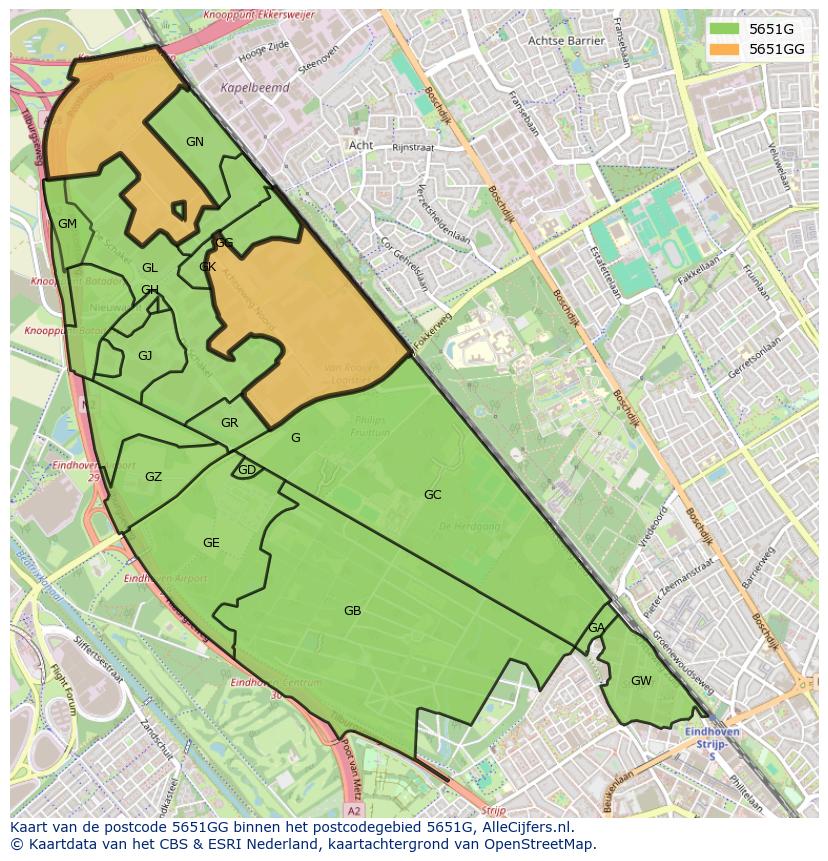 Afbeelding van het postcodegebied 5651 GG op de kaart.