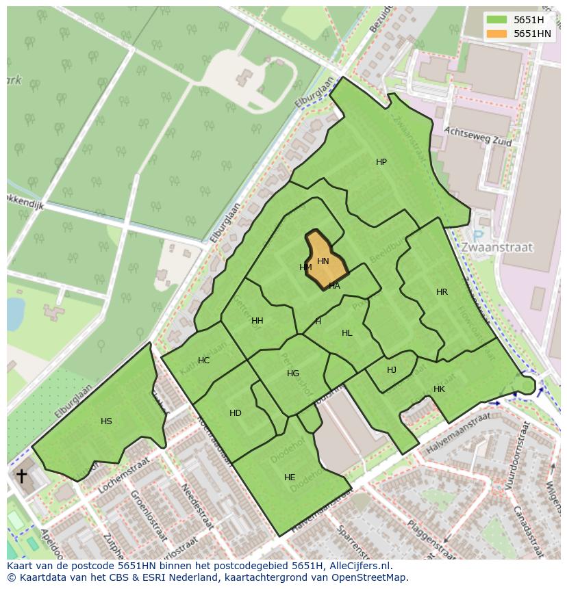 Afbeelding van het postcodegebied 5651 HN op de kaart.
