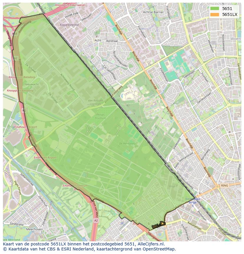Afbeelding van het postcodegebied 5651 LX op de kaart.