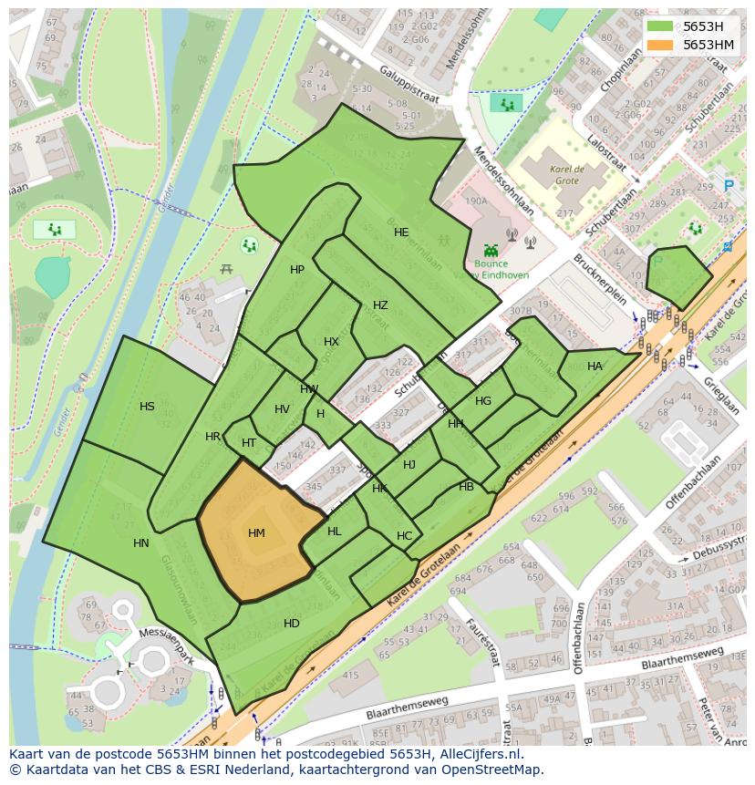 Afbeelding van het postcodegebied 5653 HM op de kaart.