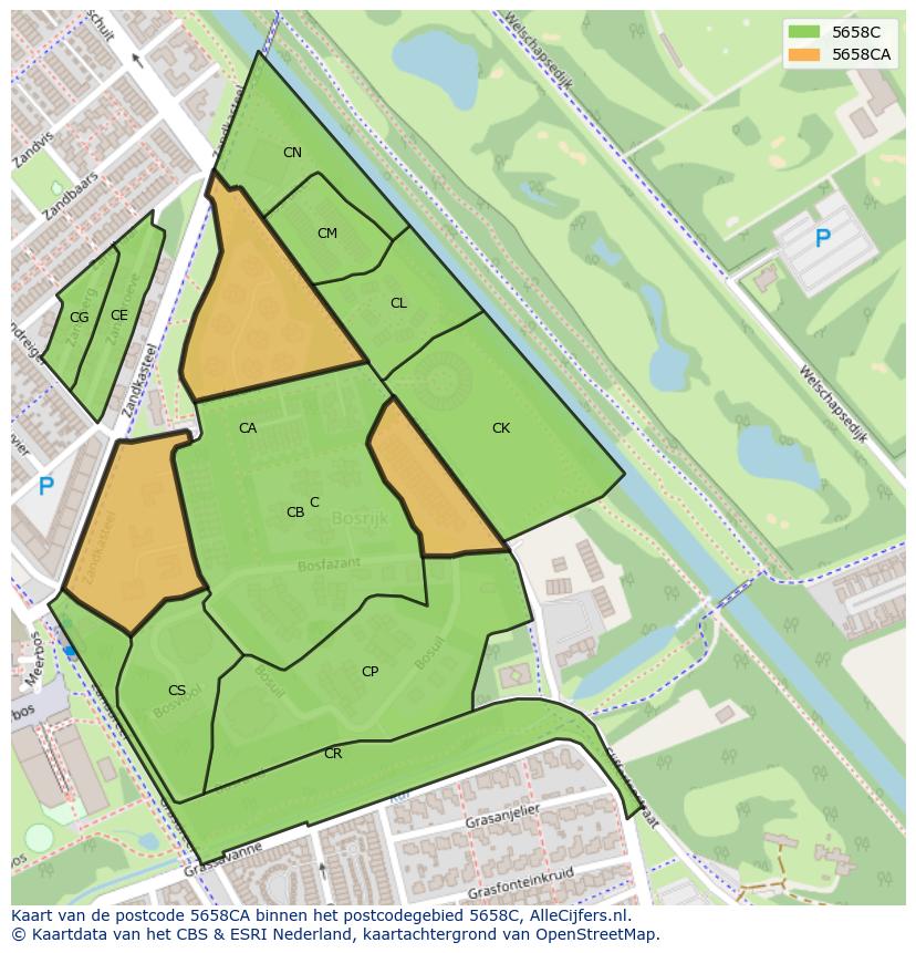 Afbeelding van het postcodegebied 5658 CA op de kaart.