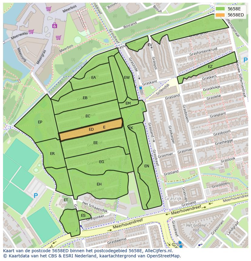 Afbeelding van het postcodegebied 5658 ED op de kaart.