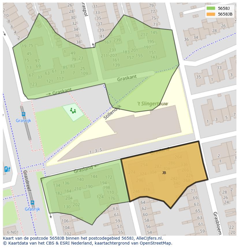 Afbeelding van het postcodegebied 5658 JB op de kaart.