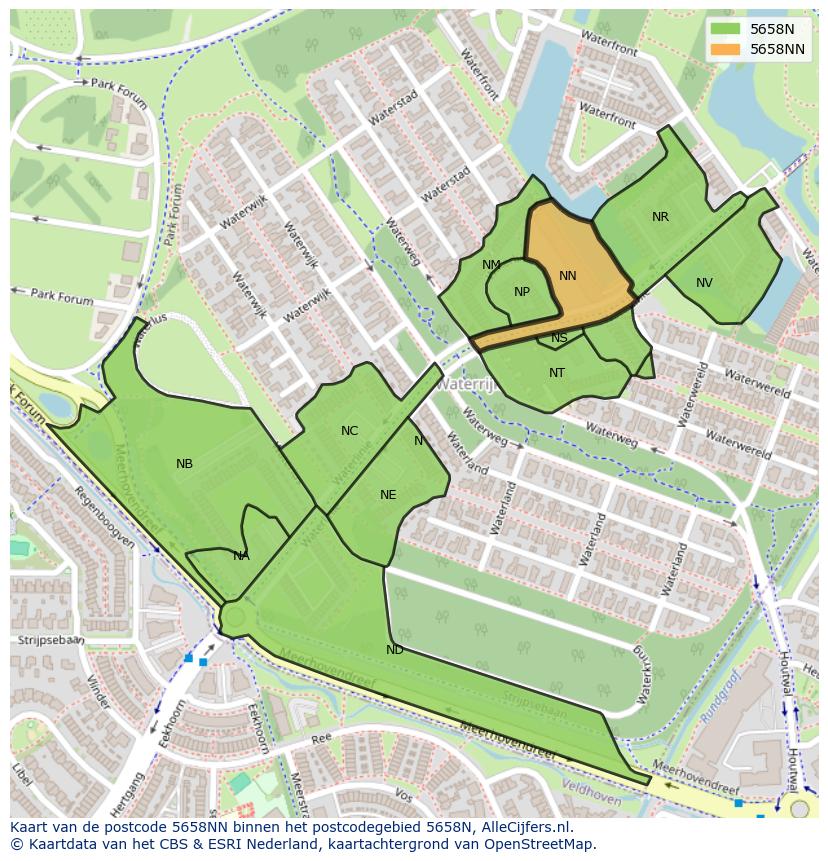 Afbeelding van het postcodegebied 5658 NN op de kaart.