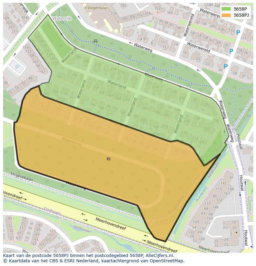 Afbeelding van het postcodegebied 5658 PJ op de kaart.