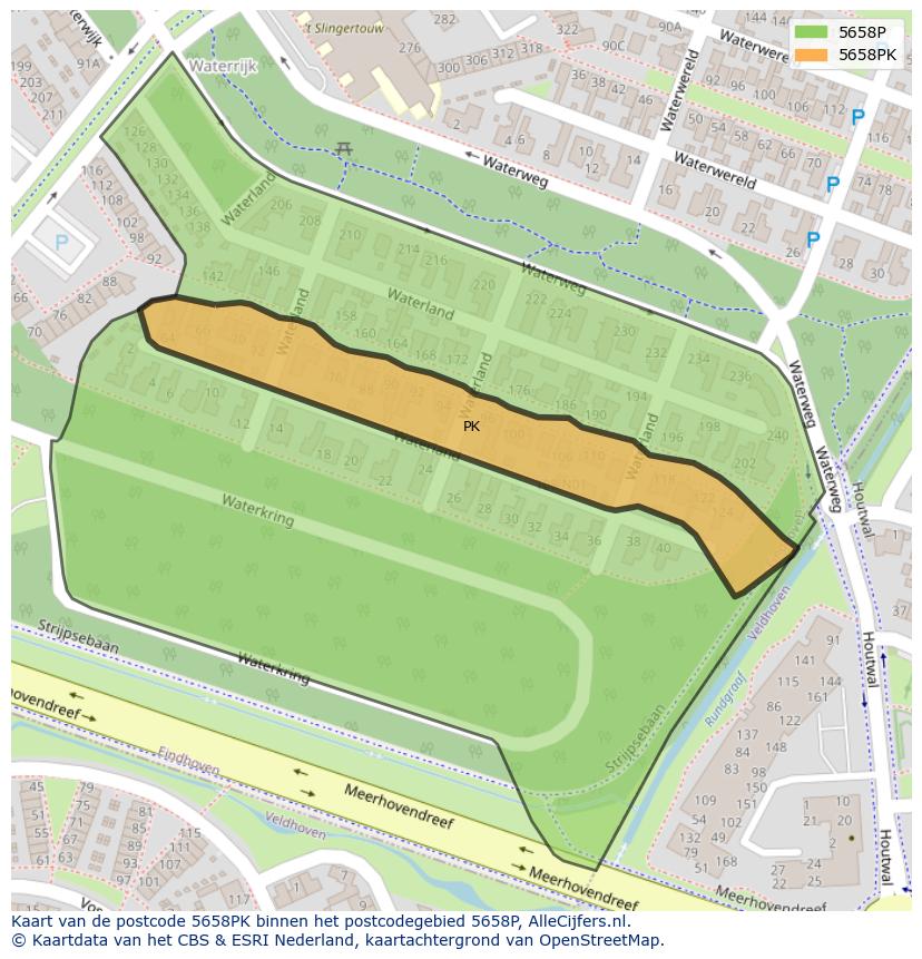 Afbeelding van het postcodegebied 5658 PK op de kaart.