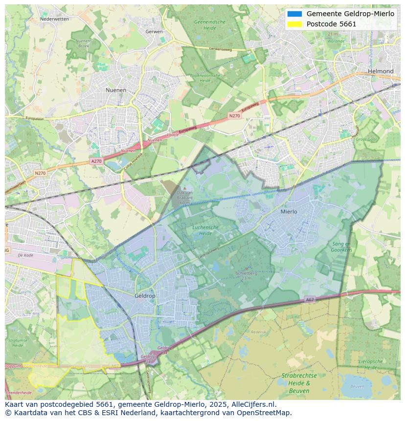 Afbeelding van het postcodegebied 5661 op de kaart.