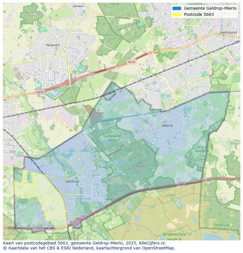 Afbeelding van het postcodegebied 5663 op de kaart.