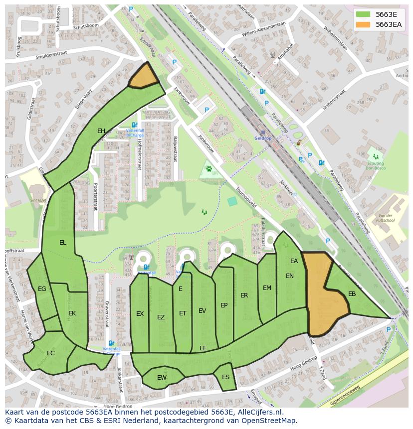 Afbeelding van het postcodegebied 5663 EA op de kaart.