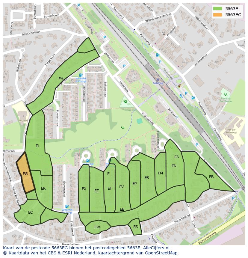 Afbeelding van het postcodegebied 5663 EG op de kaart.