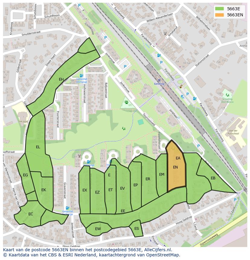 Afbeelding van het postcodegebied 5663 EN op de kaart.