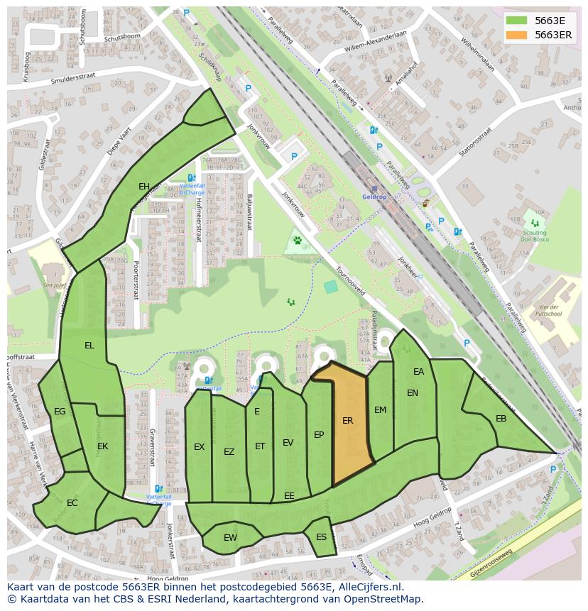 Afbeelding van het postcodegebied 5663 ER op de kaart.