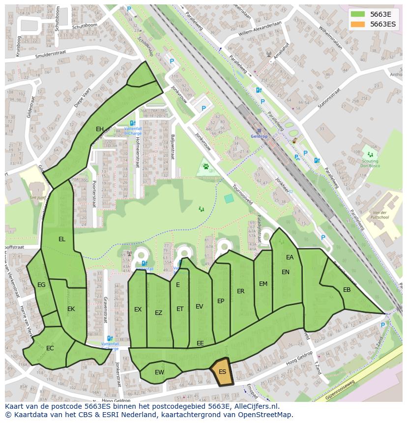 Afbeelding van het postcodegebied 5663 ES op de kaart.