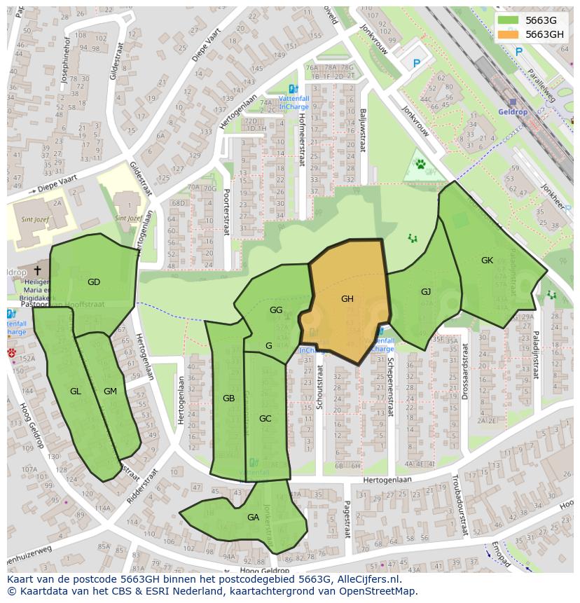 Afbeelding van het postcodegebied 5663 GH op de kaart.