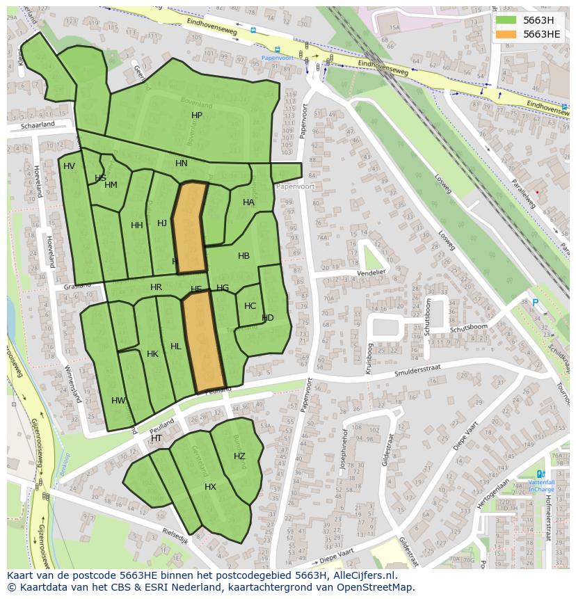 Afbeelding van het postcodegebied 5663 HE op de kaart.