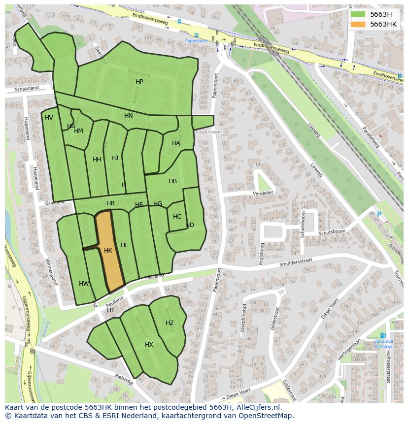 Afbeelding van het postcodegebied 5663 HK op de kaart.