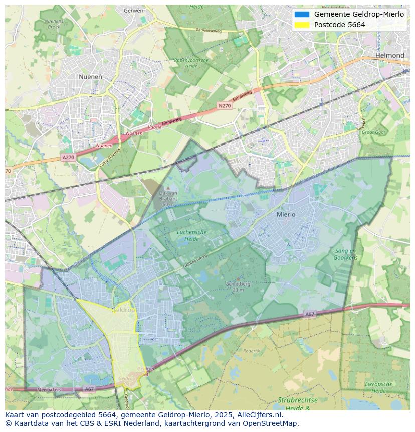 Afbeelding van het postcodegebied 5664 op de kaart.