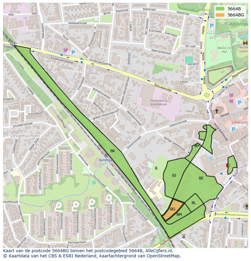 Afbeelding van het postcodegebied 5664 BG op de kaart.