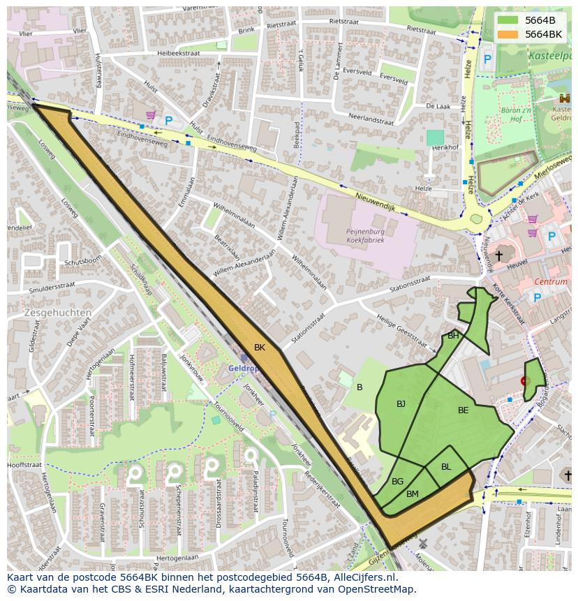Afbeelding van het postcodegebied 5664 BK op de kaart.