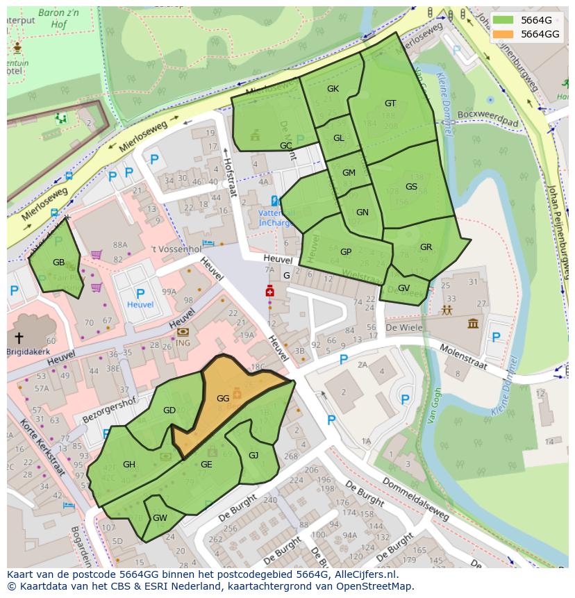 Afbeelding van het postcodegebied 5664 GG op de kaart.