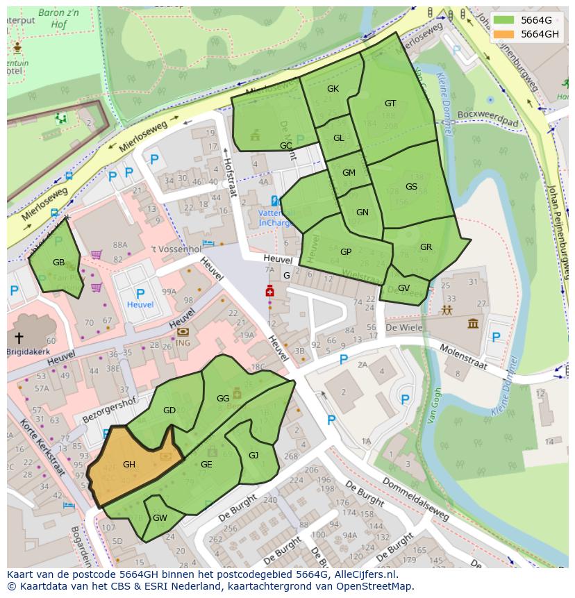 Afbeelding van het postcodegebied 5664 GH op de kaart.