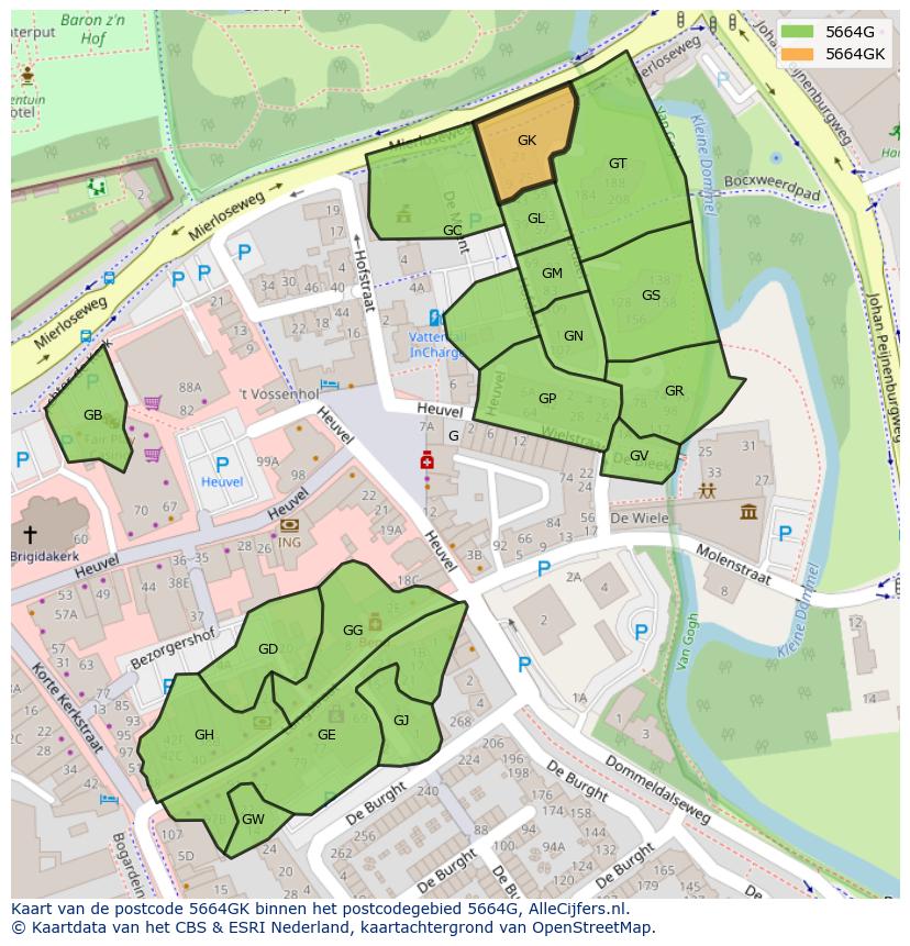 Afbeelding van het postcodegebied 5664 GK op de kaart.