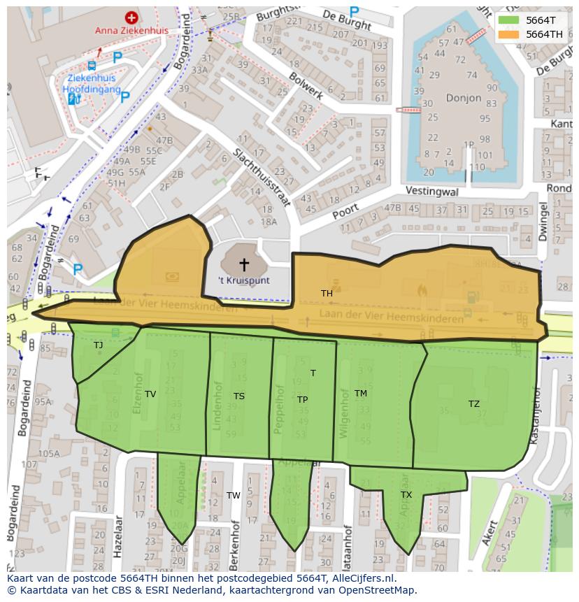 Afbeelding van het postcodegebied 5664 TH op de kaart.