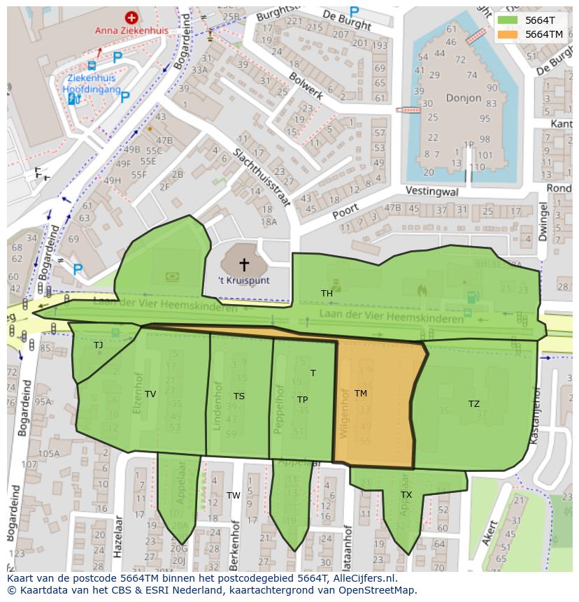 Afbeelding van het postcodegebied 5664 TM op de kaart.
