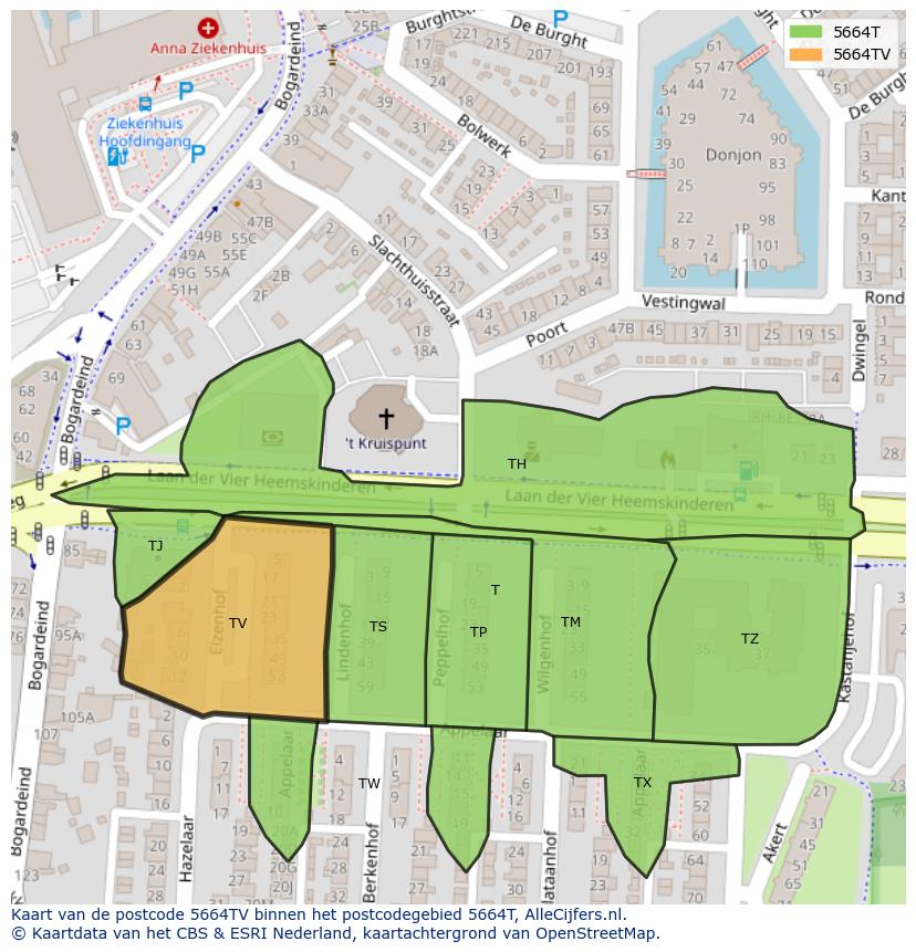Afbeelding van het postcodegebied 5664 TV op de kaart.