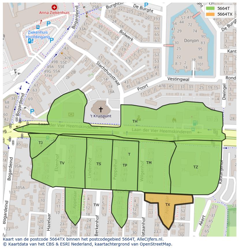 Afbeelding van het postcodegebied 5664 TX op de kaart.
