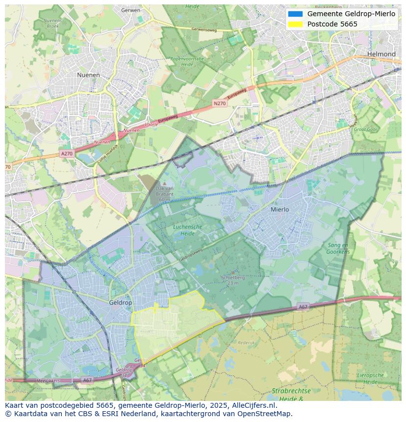 Afbeelding van het postcodegebied 5665 op de kaart.
